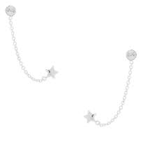 Sterling Silver Star Connect Double Stud Earrings Claire S