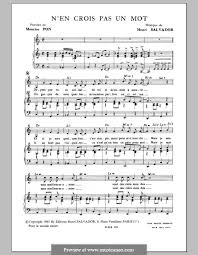 N En Crois Pas Un Mot By H Salvador Sheet Music On Musicaneo