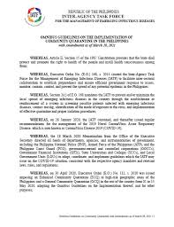 Minimum public health standards shall be complied with at all times for the duration of the ecq. Omnibus Guidelines On The Implementation Of Community Quarantine In The Philippines With Amendments As Of 28 March 2021 Presidential Communications Operations Office