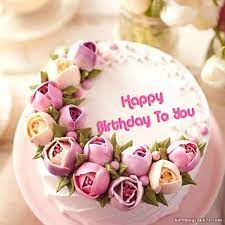Happy birthday wishes with flowers and cakes. You Can Write Name On Birthday Cakes Images Birthday Cake With Name To Send Happy B Happy Birthday Cake Images Happy Birthday Cakes Happy Birthday Wishes Cake