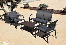 salon de jardin anthracite et vert metal et textilene 4 pl friendly ensemble de jardin salon de jardin salon de jardin aluminium
