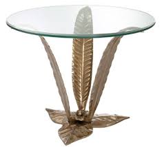 End tables and side tables. Casa Padrino Luxury Side Table With Glass Top Vintage Brass O 70 X H 55 Cm Living Room Furniture