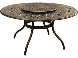 Take in the beauty of the great outdoors in a signature dining table that brings your next outdoor durable cast aluminum ensure that this set will endure beautifully season after season. Oakland Living Mesh Modern Aluminum Bronze 59 Wide Round Dining Table With Lazy Susan Ol1022round59moderntablelazybz