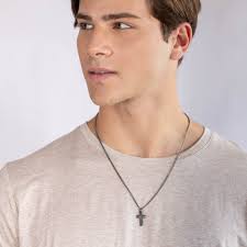 Cross Necklace Men Silver