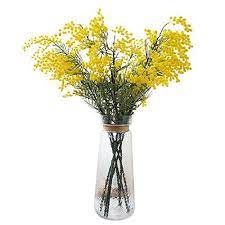 Htmeing 4pcs Mimosa Artificial Silk Flowers Fake Plants Branches Spray Pudica Acacia Bouquet Home Fake Flowers Decor Artificial Flowers Artificial Silk Flowers