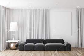 Instead of brackets, use sockets on adjoining walls to hold the rod. Interior Of Stylish Living Room With White Walls Large Windows Stock Photo Picture And Royalty Free Image Image 120867224