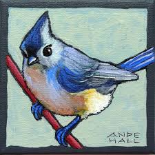Acrylic Bird Paintings On Canvas Original 6 Quot X6 Quot Acrylic Bird Painting Tufted Titmouse Adorable Songbird Backyard Bird Cute Bird Not A Pr Birds Painting Bird Artwork Cute Birds