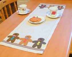 Cute Table Runner By Felt Gingerbread Man Appliqued Gingerbread Crafts Christmas Runner Christmas Applique