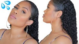 If your hair is too short in the back and sides to pull into a bun (like style number 1), you can braid or twist the front towards a pineapple, or simply leave the back and sides loose. Wet Look Hairstyle On Natural Curly Hair Type 3 Hair Slick Back Look Youtube