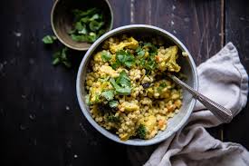 It's got fresh lime squeezed in and a bit of cilantro for a bright, tangy flavor. Curried Couscous With Roasted Cauliflower Two Red Bowls