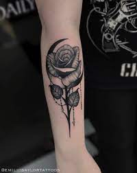 Bold Is Beautiful Roses And Moons Forever In This Tattoo Moon Tattoo Tattoos Moon Rose Tattoo