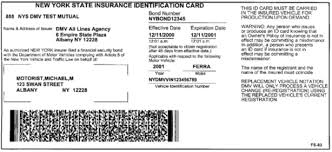 Ny state dept of insurance. New York Dmv Sample Ny State Insurance Id Cards