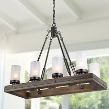 8 Lights Rustic Chandeliers Use Wood And Metal Island Pendant Lights Farmhouse Chandeliers By Lnclighting Llc