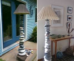 Stack flat rocks on each other and join them together with hot glue. Inexpensive Diy Floor Lamp Ideas To Make At Home