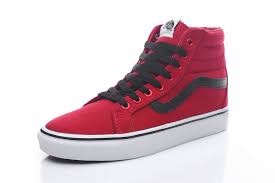 Black And Red High Tops New Year Vans Sk8 Hi Classic Red And Black Canvas Shoes Vans Black Canvas Shoes Vans Canvas Shoes