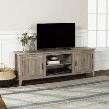 Woven Paths Farmhouse Grooved Door Tv Stand For Tvs Up To 80 Grey Wash Walmart Com Barn Door Tv Stand Farmhouse Tv Stand Tv Stand