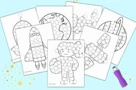 Spaceman with alien coloring page. Free Printable Outer Space Dot Marker Coloring Pages The Artisan Life