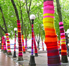 Droppin Y Bombs Suzanne Tidwell At Occidental Park Yarn Bombing Yarn Art Street Art