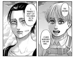 Reiner hugs karina (zekken says mom and son hug but its obvious who). Ddaj5inomxueym