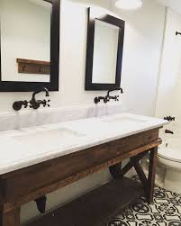 Installing a beautiful new bath vanity with this old house plumbing and heating contractor richard get the latest this old house news, trusted tips, tricks, and diy smarts projects from our. Custom Made Reclaimed Barn Wood Bath Vanity With Marble Counter Top On Cement Tile Flooring By Rafte Rustic Bathroom Vanities Bathrooms Remodel Wood Bathroom