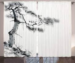 Nicole miller yellow japanese bird window curtain panel set of 2 pertaining to asian curtains drapes view photo 7 of 25. Asian Curtains Lone Pine On Mountain Slope Art Traditional Chinese Painting Style Oriental Culture Living Room Bedroom Window Curtains Aliexpress