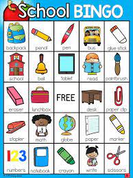 Back To School Bingo School Bingo English Activities For Kids School Vocabulary