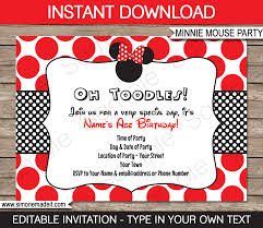 Minnie mouse invitation with photo, minnie mouse custom birthday invitation, personalized printable. Minnie Mouse Birthday Party Invitations Template Red