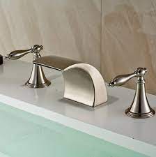 Model# 10302 (282) $ 11 98. Bilbao Brushed Nickel Double Handle Deck Mount Widespread Bathtub Faucet