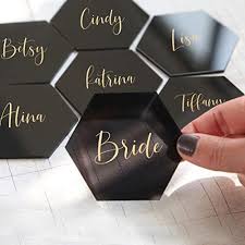 A place card is a piece of paper indicating what table a guest at an event, such as a wedding or banquet, is assigned to sit. Uniqooo 20 Pack Tint Black Hexagon Acrylic Place Card For Wedding Diy Blank Acrylic Table Seating Cards Escort Plates Perfect For Dinner Parties Business Event Price In Saudi Arabia