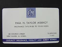 Our services include health insurance for businesses and individuals, medicare. New Haven Connecticut Paul H Taylor Insurance Agent Business Card Calendar 1952 Ebay