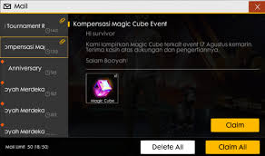 Untuk sementara website in game event booyah kemerdekaan masih belum bisa di buka kita di alihkan tab event pengumpulan token. Kompensasi Magic Cube Gratis Event Kemerdekaan 17 Agustus Free Fire Retuwit