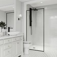 Gatco 46.6 black glam 20 tempered glass. Vigo Meridian 34 X 74 Fixed Glass Shower Screen In Matte Black
