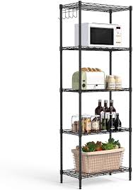 Often the biggest problem with kitchen cabinets is the ineffective use of space. Buy Natrke 5 Tier Storage Shelf Wire Shelving Unit Adjustable Classic Wire Storage Rack Organizer Kitchen Shelving Unit With Leveling Feet Black 21 3 Lx12 Wx62 9 H Online In Turkey B08rj6yys1
