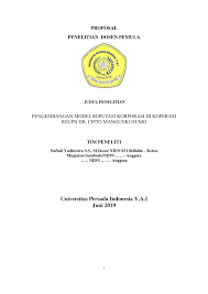 Pdf Proposal Penelitian Dosen Pemula Pengembangan Model Reputasi Korporasi Di Koperasi Rsupn Dr Cipto Mangunkusumo