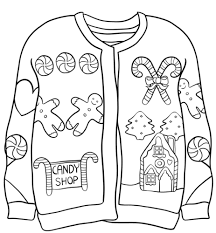 Print this coloring page and colo. Free Ugly Christmas Sweater Coloring Pages Printable