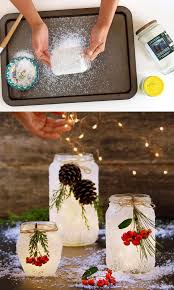 Once they've cooled, spray them with a clear protective food coating, thread ribbon through the hole and hang on the christmas tree. 5 Minute Diy Snow Frosted Mason Jar Decorations Magical A Piece Of Rainbow