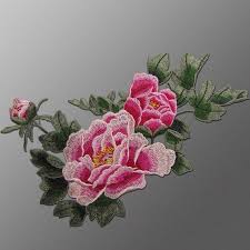 Large Peony Embroidered Applique Patch Vintage Floral Patch Etsy Floral Patches Floral Embroidery Patterns Embroidered Flowers