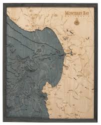 Monterey Bay California 3 D Nautical Wood Chart Large
