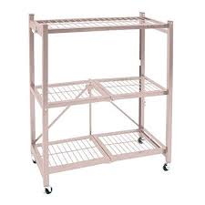 Made of high quality iron, stable, sturdy and durable 2. Origami 3 Shelf General Purpose Collapsible Foldable Shelving Unit Small Rack With Wheels Organizer Rolling Cart Storage Rack Small Storage Simple Storage