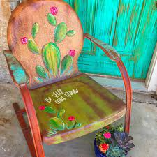 i would change the words to something funny that points to the fact that the chair is covered in cacti painted metal chairs metal lawn chairs painted chairs