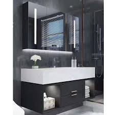 The units can also function as part of your decor while keeping medicine cabinets were simple back in the old days, featuring just a set of shallow shelves to store the grooming accessories. 40 Inch Black Bathroom Cabinet Set With Medicine Cabinet 9078 100