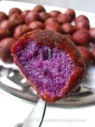 My Little Space Deep Fried Purple Sweet Potato Balls Okinawan Sweet Potato Stuffed Potato Balls Sweet Potato Recipes