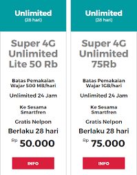 Paket ini juga dapat dibeli melalui sms, dengan mengetikan internet(spasi)unlhargapaket, sebagai contoh internet unl60rb untuk membeli paket 1,5 gb, dan dikirim ke 123. Paket Internet Unlimited Smartfren 2020 Rp50 Ribu Tumoutounews