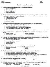 Compare the number and type of cells that result from meiosis vs. Worksheet Meiosis Sexual Reproduction Editable Tpt