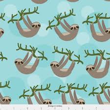 Blue Sloth Fabric Three Toed Sloth On Green Branch On Blue Etsy Cartoon Wallpaper Sloth Three Toed Sloth