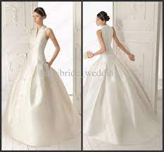 Junoesque Winter High Neck V Neck Wedding Dresses Matte Satin Ball Gown Chapel Train Button Flower From Babybride Wedding 114 98 Dhgate Com Simple Wedding Gowns V Neck Wedding Dress Medieval Wedding Dress