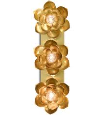 Currey Company 5000 0165 Blossom 3 Light 8 Inch Satin Brass Wall Sconce Wall Light Denise Mcgaha Collection