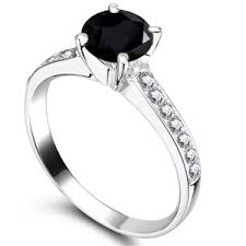 1 1/5 ct 14k white gold black diamond engagement ring with white diamonds. White Gold Black Diamond Engagement Rings Diamond Heaven