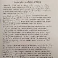 In beiden quartetten liegt ein umarmender reim vor. Deutsch Interpretation Zum Erlkonig Goethe Ballade