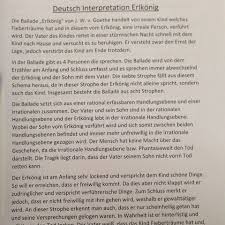 Kernsatz gedichtsinterpretation als gedichtinterpretation im weiteren sinne lässt sich jede. Deutsch Interpretation Zum Erlkonig Goethe Ballade